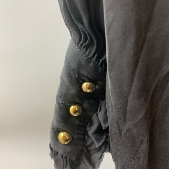 Milly Charcoal Elegant Ruffle Front Blouse size 10 - Picture 4 of 10